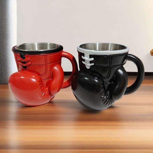 Creative Boxer Mug Fitness Gloves Stainless Steel Coffee Resin Crafts Desktop Ornaments B5