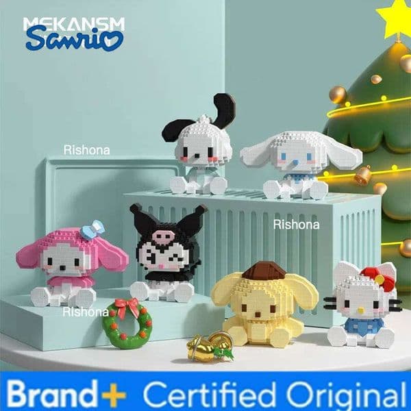 Sanrio Hello Kitty Micro Building Block Pochacco Cinnamoroll Kuromi Assembled 3D Model My Melody Mini Bricks Figure Toys H260205