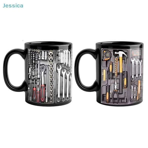 Tool Set Printed Black Coffee | Mechanic-Themed Ceramic Mug for Workshop & Gift 2 Designs 26W0204