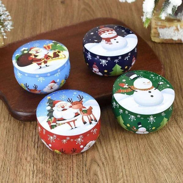 Candles Santa Claus Snowman Elk Tin Cans Candle Merry Christmas Decorations for Home Navidad Noel Xmas New Year Gifts H260205