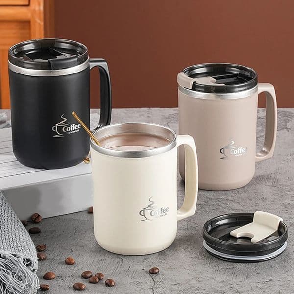 WORTHBUY 450Ml Tea Milk Coffee Cup 304 Stainless Steel Double Wall Insulated Water Cup Mug Sealed Anti Scalding Drinking Cup 260130