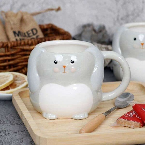 Cute 370ml Cartoon Animal Mug Novelty Ceramic Coffee Mugs with Bunny and Chick Design Creative Chicks Milk Cup for Easter Gift 26W0204
