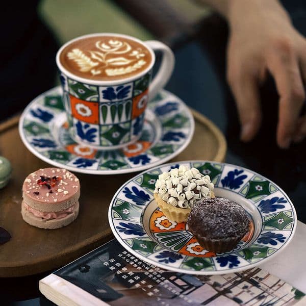 Nordic Style Ceramic Coffee And Saucer Set Latte Art Afternoon Tea Cup High-Value Mug Custom LOGO B5