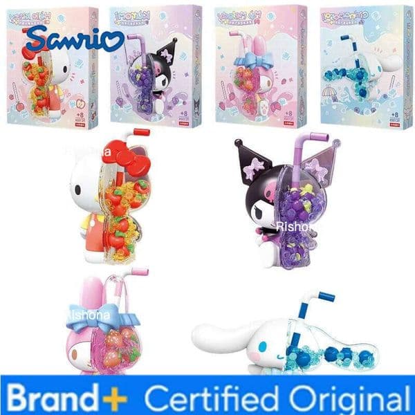 Sanrio Building Blocks Hello Kitty My Melody Cinnamoroll Kuromi Action Figurine Model Puzzle Assembly Toys Kids Birthday Gifts H260205