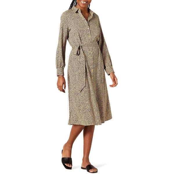 Women's Georgette Long Sleeve Midi Length Shirt Dress