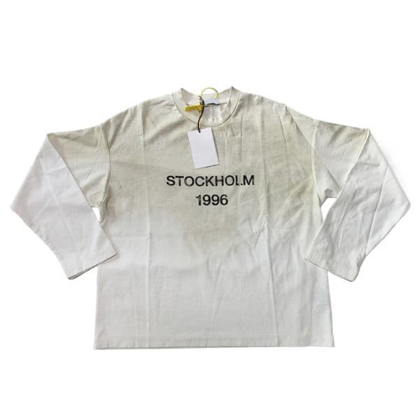 Europe Oversize Letter Print Washed Vintage Tee Long Sleeve Muddy T shirt Casual Fashion Skateboard Men Women Graphic Ripped T-shirt