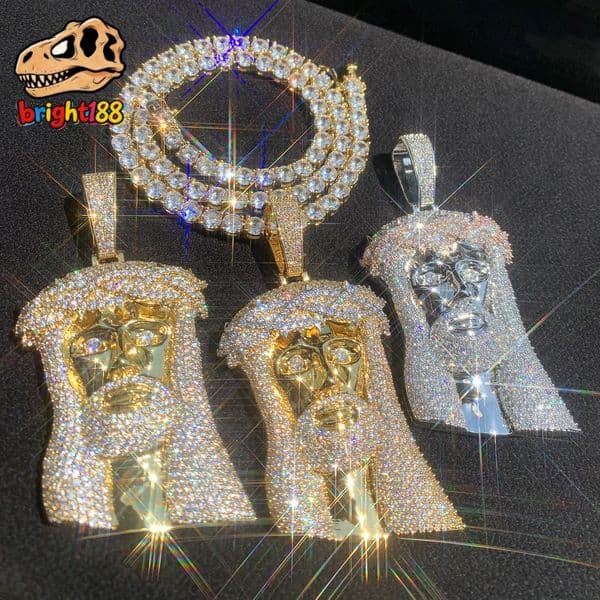 Custom Iced Out Jesus Christian Religion Hip Hop Pendant silver vvs moissanite 18k Gold Plated Necklace Chain Charm Fashion Jewelry Men