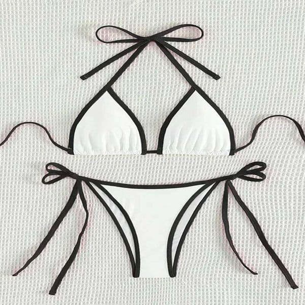 Contrasting Colors String Micro Thong Bikinis Sets Sexy Swimsuit Women 2025 Halter Mini Swimwear Biquinis Beachwear Bikini Mujer Z260206