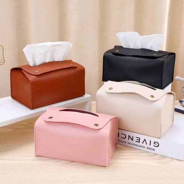 PU Box Household Desktop Decoration for Dining Living Room Kitchen Tissue Storage Organizer 1pc Leather Tiss 26W0206