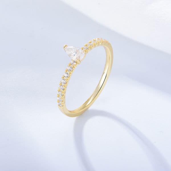 Light luxury niche design water drop zircon sterling silver for women, high-end ins minimalist style index finger ring jewelry