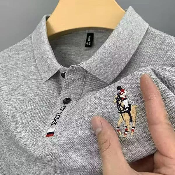 Luxury Brand Designer Clothes Summer Men's Hong Kong Five Embroidery Short Sleeve T-Shirt Youth And Middle-Aged Large Size Casual Turn-Down Collar Polo Shirt Me