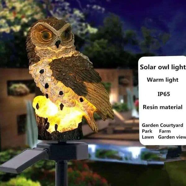 New 1 Pcs Decor Owl Lights Outdoor Solar Powered Lawn Floor Lamp Waterproof Landscape Lighting Pathway LED Animal Lantern 26H0206