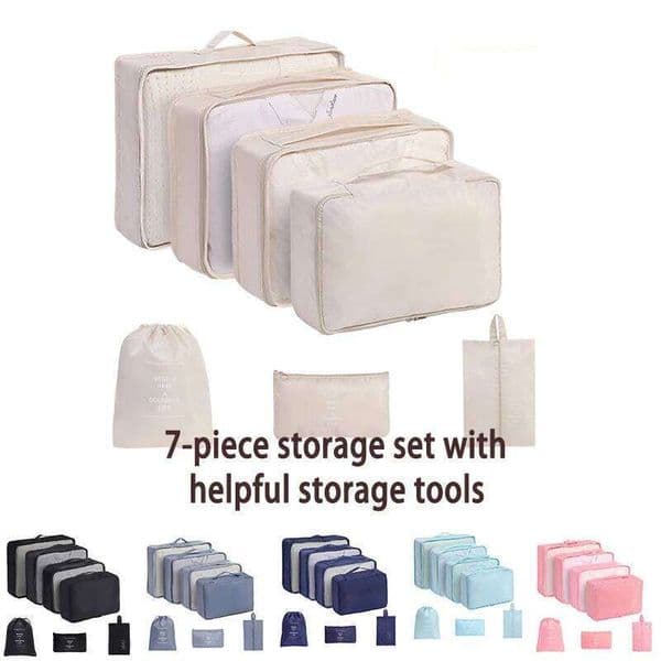 7 Pcs Travel Organizer Storage Bags Suitcase Packing Cubes Set Cases Portable Luggage Clothes Shoe Tidy Pouch Folding 26H0206