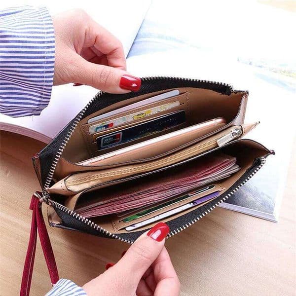 Vintage Oil Wax Leather Zipper Clutch Female Large Capacity Coin Purse Ladies Wristband Simple Card Holder Women's Wallet Y260206