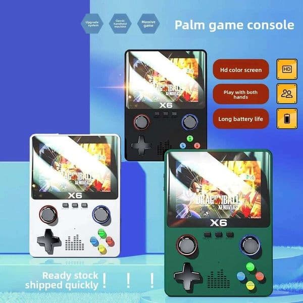 The new X6 handheld game console features a high-definition large-screen dual joystick emulator with over ten thousand games H260205