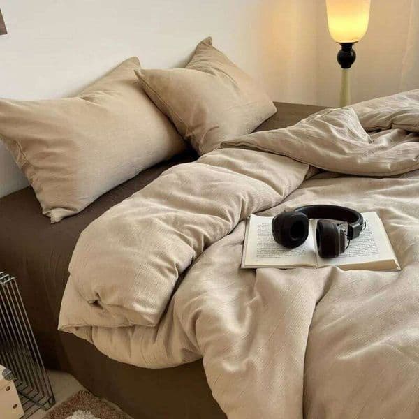 3pcs/set Duvet Cover Set Solid Double-Layer Wrinkled Yarn Single Quilt Cover+Pillowcase Home Bedclothes No Sheet Drop Shipping XJ251225