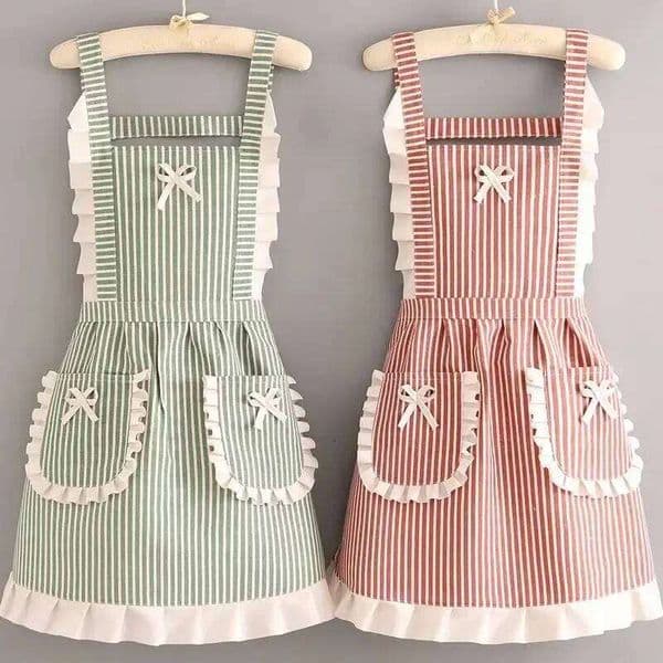 Korean Version Cotton and Linen for Women Cute Kitchen Home Cooking Breathable Fashionable Work Clothes Chef Apron S260205 6cd