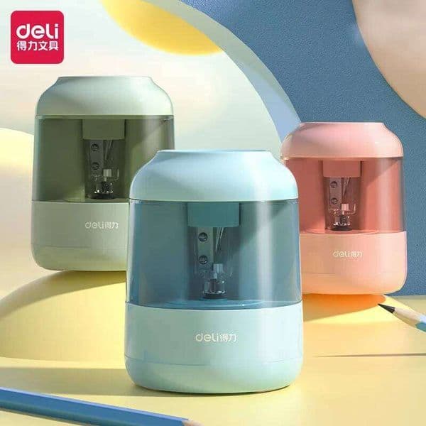 Deli Electric Pencil Sharpener Battery Powered, Portable Reusable ReplaceableTungsten Steel Blade Effortless Stationery for kids 26Y0206