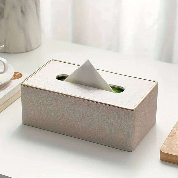 European Style Leather Tissue Box with Creative Car Grille Design for Desktop Home and Restaurant Use 26W0206