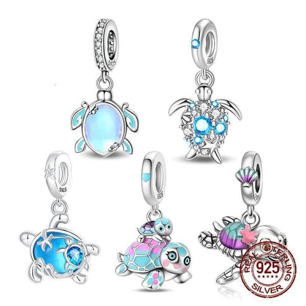 Disney Designer Jewelry 925 Sterling Silver Eternal Love Ocean Sea Turtles Pendant Charm Fit Original Charm Bracelets Women DIY Jewelry Gift luxury jewelry