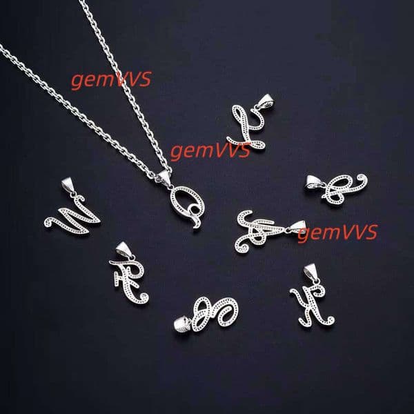 Customized S925 Sterling Silver Single Letter A-Z Name Pendant Necklace Hip Hop Style Ice Crystal VVS Moissanite Pendants Charms