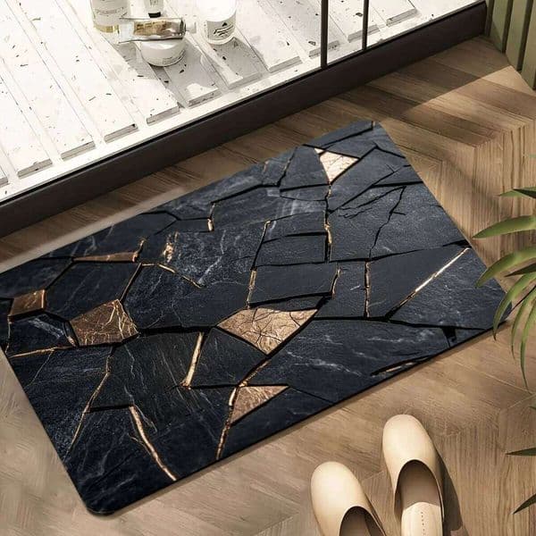 VIKAMA Luxury Marble Diatom Mud Anti Slip Machine Washroom Mat Bathroom Entrance Shower Room Carpet Home Decor 26H0206