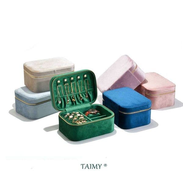 Velvet Bigger Travel Portable Multifunctional Ring Earring Custom Logo Jewelry Box Suede Jewellery Organizer 26Y0206