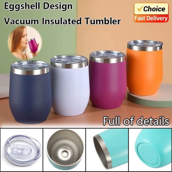 360ml Stainless Steel Eggshell Wine Tumbler Double Wall Vacuum Insulated Cup for Coffee Tea Office Home Travel 260130
