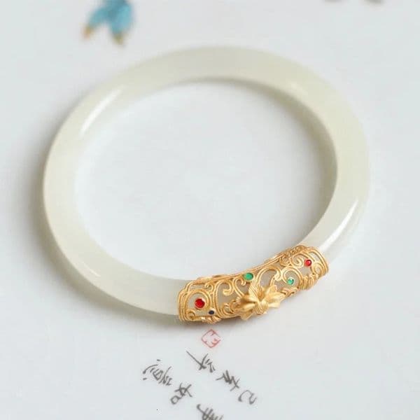 Chinese Style Ruyi Ancient Bangle Natural Jade Handicraft Bracelet Daily Jewelry for Womens Gatherings 260112