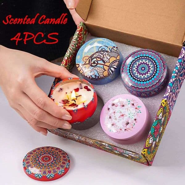 4Pcs/Box Scented Set Gift Islamic Arabian Patterns Fragrance Candle Jar DIY Smokeless Couples Romantic Incense Candles H260205