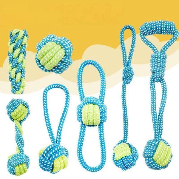 7pcs/Interactive Cotton Rope Mini Toys Ball forDogs Accessories Toothbrush Chew Puppy ToyforLarge Small Dogs Pet Dog Toy 26W0206