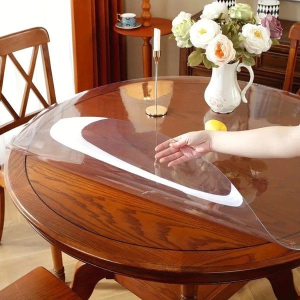 1pcs 120cm47in Round Matte PVC Table Protector Cover Pad Heat Waterproof Tablecloth Surface for Kitchen Coffee 260204