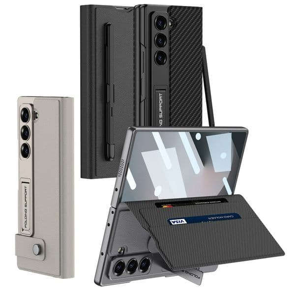 Durable Luxury PU Leather Hybrid Phone Shell with Credit Card Holder for Samsung Galaxy Z Fold 6
