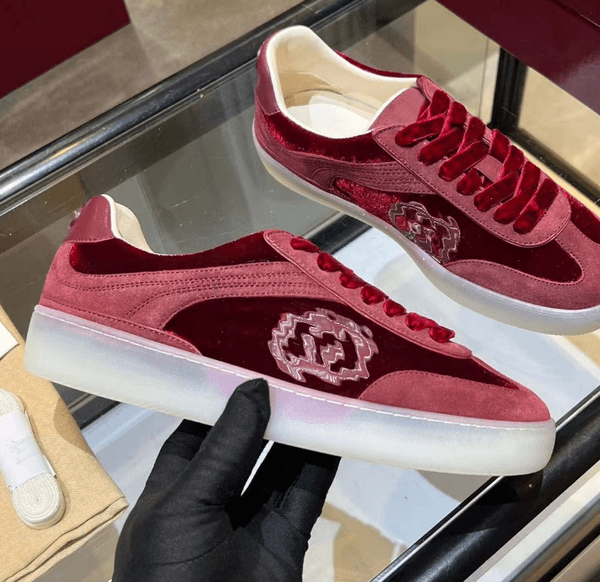 Lace-Up Luxury Brand Men's Shoes Handmade Casual Sneakers Sport Shoes High-Gloss Lambskin Faux Suede Calfskin Lining