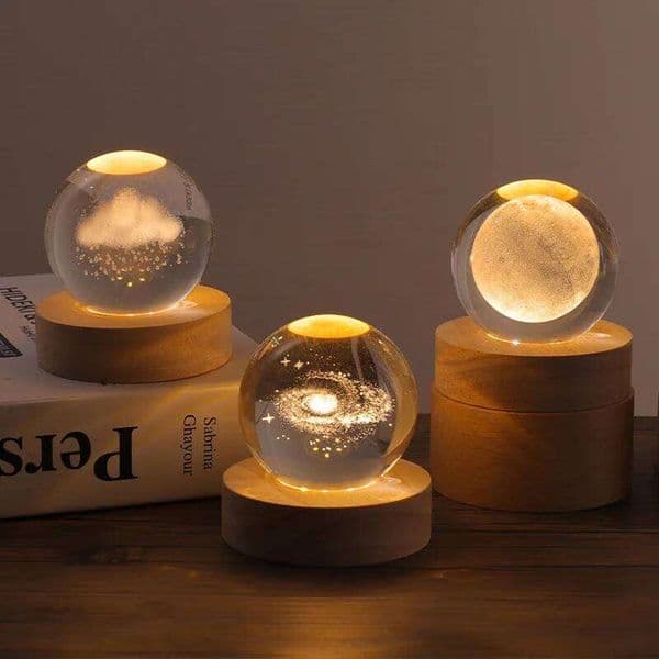 Aesthetic Moon Sphere Creative Clear Glass Galaxy Globe Night Light Crystal Ball Lamp Desktop Decoration Home Ornament 26L0207