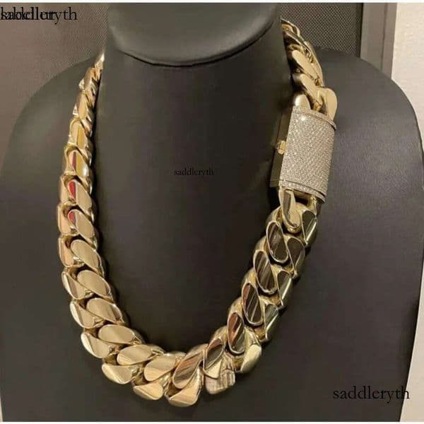 Hip Hop Jewelry Men Thick Miami Necklace 28Mm 24 1Kilo Gram 14K Gold Plated Plain Style 999 Sier Cuban Chain Men's jewelry necklace 6e