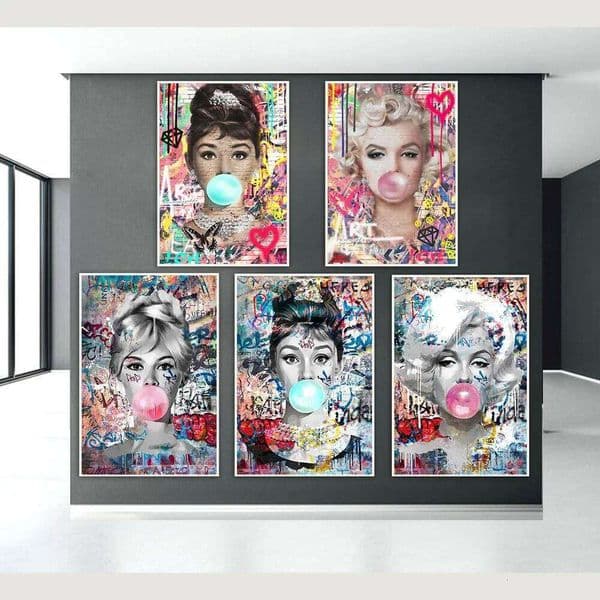 Modern Fashion Wall Art Blowing Bubbles Gumball Abstract HD Canvas Oil Painting Posters Prints Home Bedroom Living Room Decor 26L0207