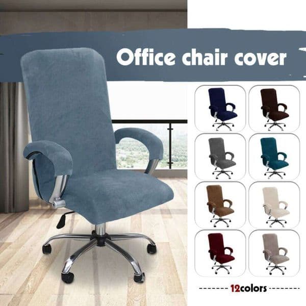 3pcs/set Velvet Plush Stretch Computer Office Chair Cover With Armrest Cover, Solid Color Spandex Armchair Slipcover, Removable 26W0207