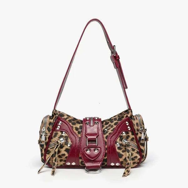 NEW Bags Women Luxury leopard print Handbags Purses 2025 New PU Vintage Oil Wax Leather Rivet Small Underarm Shoulder Z260207