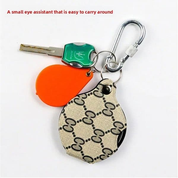 Leather Case Folding Keychain Lanyard Magnifying Glass XT-70 Portable 5x High-Definition Magnifier for Children and Elderly