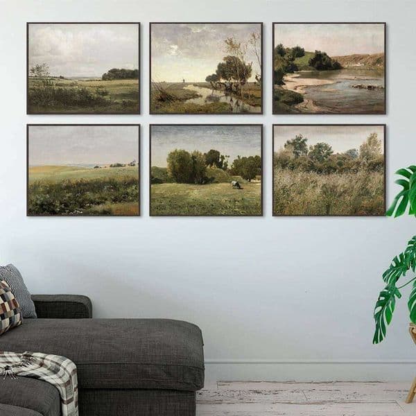Countryside Nature Landscape Oil Painting Canvas Prints Farmhouse Wall Art Pictures Rural Scenery Poster Living Room Home Decor 26Y0207