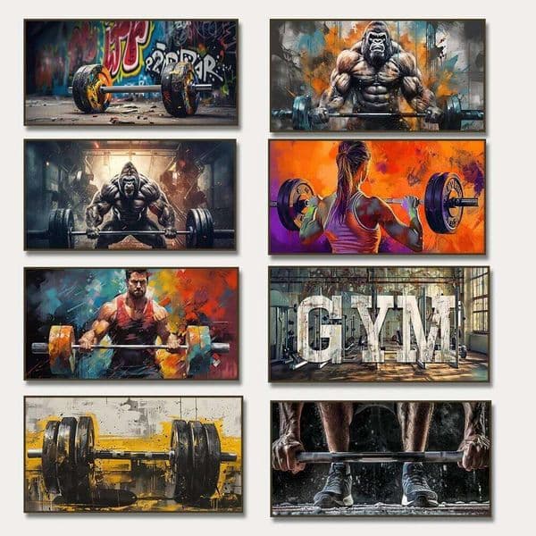 Graffiti Gorilla Barbell Canvas Painting Sport Motivational Wall Art Fitness Bodybuilding Poster Print Gym Home Decor 26L0207