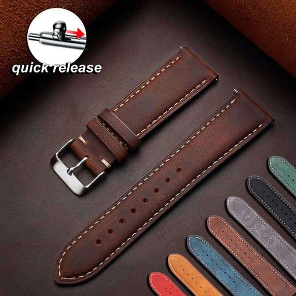 Cowhide Strap 14mm 16mm 18mm 20mm 22mm 24mm Vintage Dark Brown Quick Release Watchband for Samsung Galaxy Watch 8/7/6/5/4 Z260207