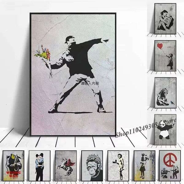 2026 Banksy Cologne Graffiti Artwork Canvas Painting cologne perfume Prints Wall Art Pictures Girl With Red Balloon Perfume Black White Posters Nordic Home Deco