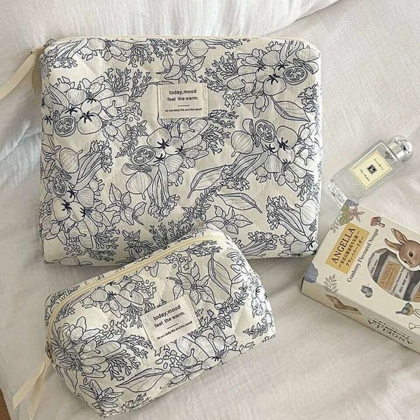 Wholesale Vintage Flower Women Cosmetic Bag Portable Zipper Makeup Travel Organizer Female Handbag Toiletry Quilting Pouch Y260206