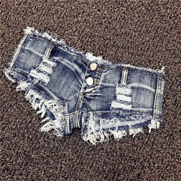 2026 New Women's Sexy Plush Edge Hole Ultra Low Waist Denim Nightclub Super Shorts XJ260206