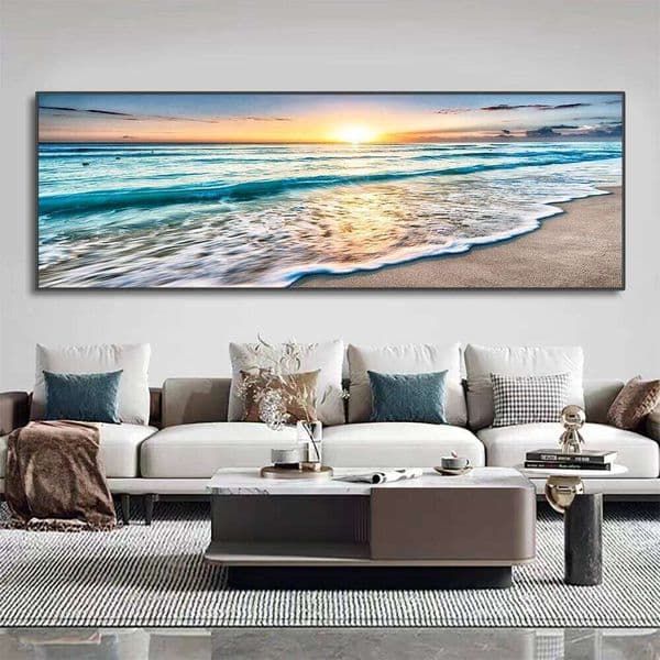 Modern Natural Beach Landscape Wall Art Poster Prints Sea Sunset Aesthetics Canvas Painting Picture for Living Room Home Decor 26Y0207