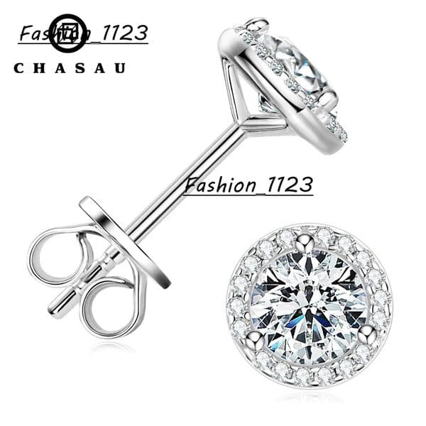 Sparkle 1ct 2ct 05ct 5mm/65mm/8mm Multi Size Moissanite 925 Sterling Silver Stunning Halo Round Earrings