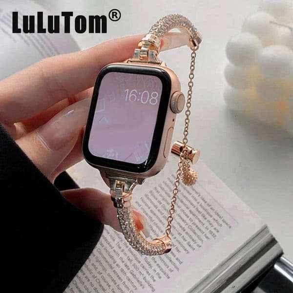 Metal Strap For Apple Watch Series 11 10 9 8 7 6 SE 5 UItra iWatch 49/46/45/44/42/41/40/38mm Glitter Diamond Bracelet Watchband Z260207