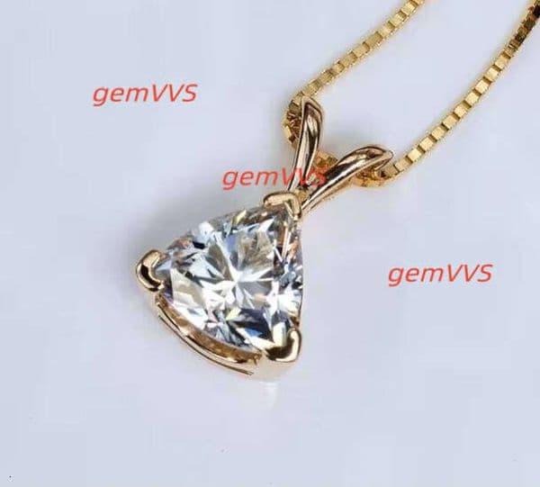 Moissanite Trillion Sterling Silver Pendant Customized Jewelry Faceted Diamond Necklace